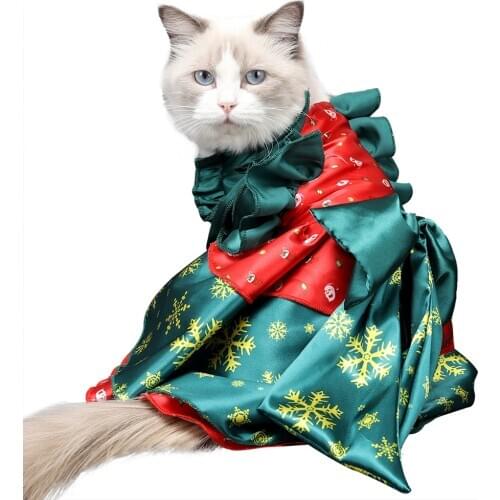 INVWO Cat Christmas Dress Hot Creative Pet Clothes Turned Funny Cat Clothes Cloak Cat Christmas Skirt