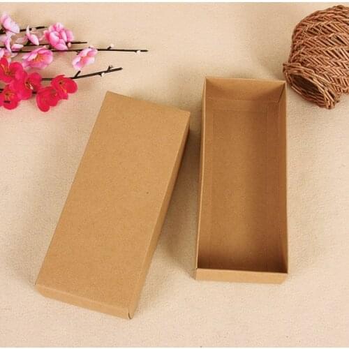 Retail 10Pcs/Lot 22*11.2+3.5cm Kraft Paper Retro Paper Pack Box With Lid DIY Soap Gift Ornaments Jewelry Kraft Paper Pack Boxes