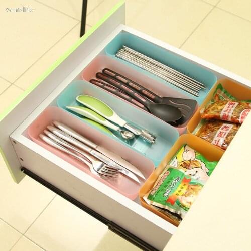 Vanzlife Drawer partition storage finishing box kitchen tableware storage box desktop make-up box rectangular small plastic box
