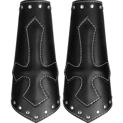 2pieces Vintage Pu Leather Arm Armor Arm Guard Medieval Knight Bracer Adjustable Wrist Band Steampunk Armor Wide Cuffs Bracers