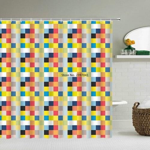 Modern Personality Geometry Pattern Waterproof Bath Curtains Bathroom Shower Curtains 3D Fabric Bath Screen With Hooks 180*180cm