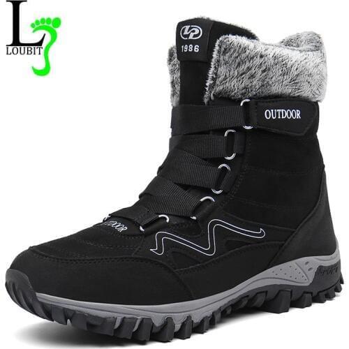 Winter Warm Boots Mens Shoes Plush Rubber Ankle Boots Non-slip Men Sneakers Flat Footwear Suede Quality Waking Shoe Botas Hombre