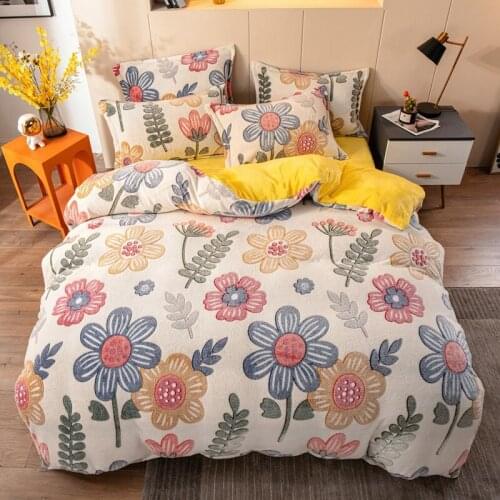 Winter Warm Soft Double Side Plush Duvet Cover Magic Velvet Thick Bed Blanket Cover Funny Cartoon Print Comforter Quilt Cover