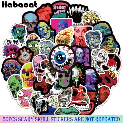 10/50Pcs/Pack Mixed Zombie Horror Series Skull Cartoon Sticker For Laptop Skate Bike Suitcase Motorcycle Helmet Guitar Phone Toy