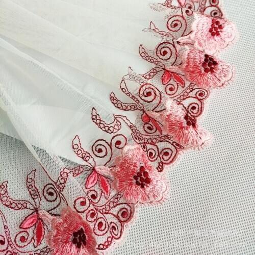 2Yards Flower LaceTrim Dress Wedding Pink Lace Ribbon Fabric Applique Baby DIY Embroidered Sewing Craft 22cm Width