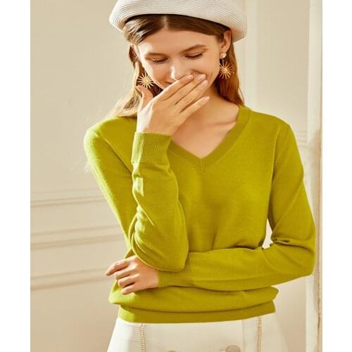 2021 NEW fashion V-neck wool cashmere sweater base sweater long sleeve for women top Pullover JN003