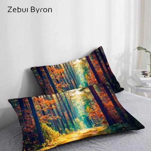 3D HD Pillow Case Pillowcase Custom 50x70/50x75/50x80/70x70,Decorative Pillow Cover,Bedding Autumn forest Drop Ship