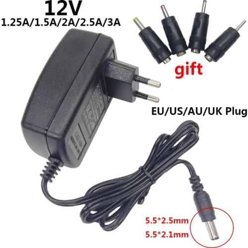12V AC DC ac/dc adaptor 110 220V to 12V power adapter 12 Volt power supply 1A 1.25A 1.5A 2A 2.5A 3A adaptador DC Plugs connector