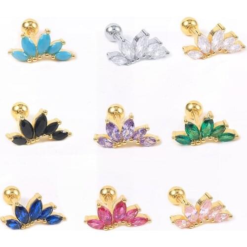 CANNER 925 Sterling Silver Stud Earring For Women Colorful Oval Zircon Cartilage Earring Mini Aretes Ear Bone Earlobe Buckle