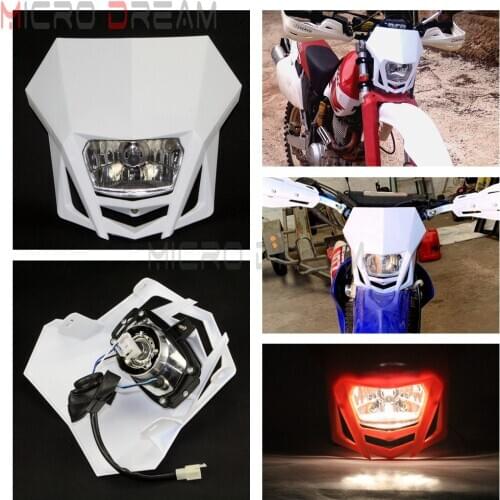 White MX Enduro Motorcycle Headlight Universal Off-road Head Light for Honda CRF XR 150 230 250 450 KLX EXC Yahama WR 125 X/R