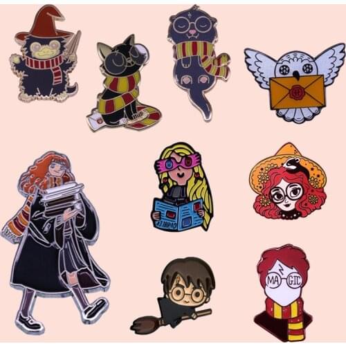 ZF1810 Movie Magic School Jewelry Enamel Pins Brooches Cartoon Creative Metal Hat Badge For Friends Kids Gift Accessories