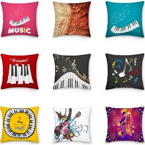 Musical Notation Pattern Pillow Case Bedding Decorative Pillowcases Sofa Cushion Case Home Decor Modern Cushion Cover 45*45cm