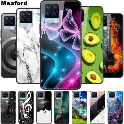 For Realme 8 5G / 8 Pro Tempered Glass Case Soft Bumper Hard Funda For Realme 8 Pro Global Phone Case Realme8 8 Pro Back Cover