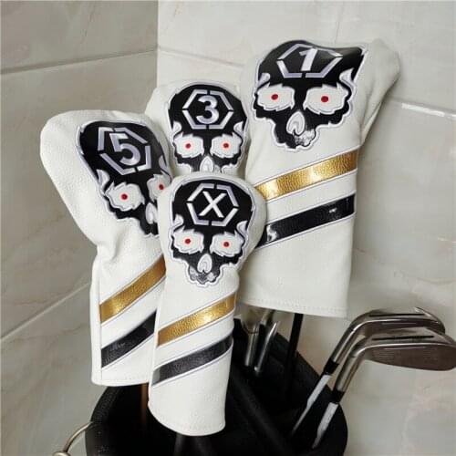 SKULL golf club headcovers 135X pu leather golf clubs driver fairway woods hybrid covers 2 colors