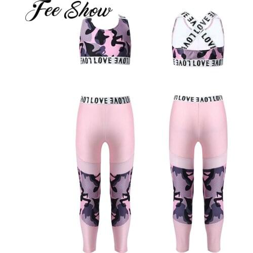 Kids Clothes 2Pcs Childrens Set Yoga Tracksuits Sport Gymnastics Outfit Fitness Running Sets Suit Girls Sport Bra Top Leggings