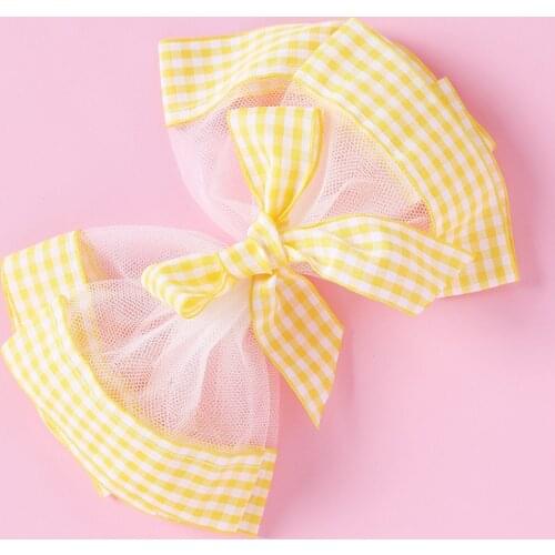 Baby Girl Hair Clips Child Lace Stitching Plaid Hair Clip Baby Hairpins Kids Hair Accessories Baby Headband for Girls