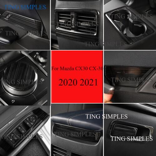 For Mazda CX30 CX-30 2020 2021 Black Interior Decoraiton Gear panel styling Central control gear shift water cup cover frame