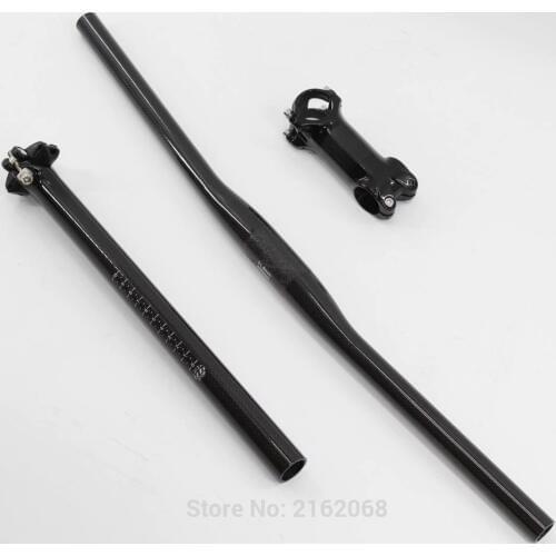 New Mountain bike 3K full carbon Flat horizontal handlebar Road carbon seatpost Alloy bicycle stem MTB bike parts sets Free ship