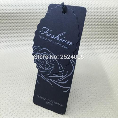 Custom clothing rose black matte paper printed tag/price tagging/garment printed label/cardboard tag/brand logo 1000 pcs a lot