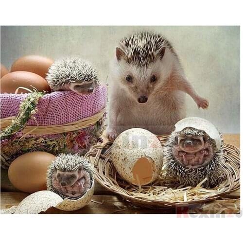 Kexinzu Full 5D DIY Square/Round Drill Diamond Painting "Animal Hedgehog" 3d Diamond Embroidery Cross Stitch Decor Gift Ke058