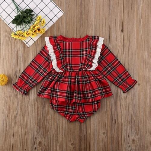 2PCS Newborn Baby Girl Clothes Ruffle Plaid T-shirt+Shorts Outfits 2PCS Lovely Baby Girl Clothing