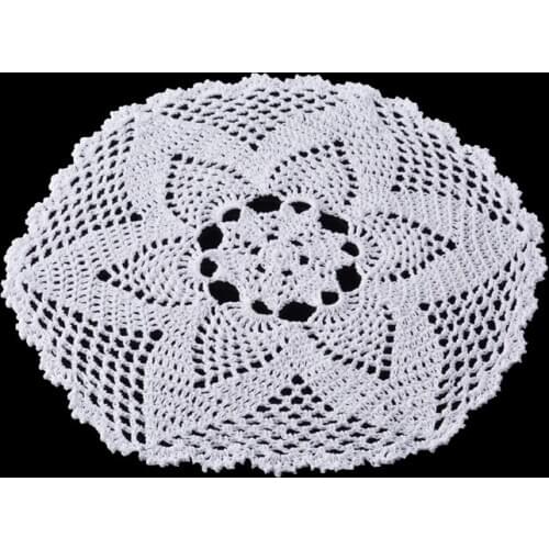 Round Handmade Crochet Cup Mat Floral Lace Hollow Table Mat Cloth Doily Coaster Cotton Tea Coffee Pad