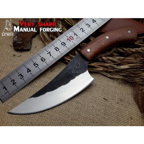 LCM66 Very sharp High-carbon steel Hand made fixed hunting knife 58HRC Rosewood handle survival camping tactical rescue tools