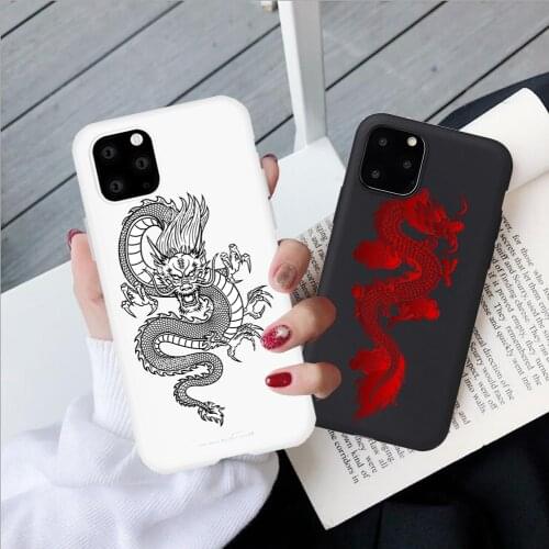 Fashion Cartoon Animal Phone Case For iPhone 12 11 7 8 Plus X XR XS 12 Pro MAX 6 SE 2020 Red Dragon Silicon Cover Funda Shell