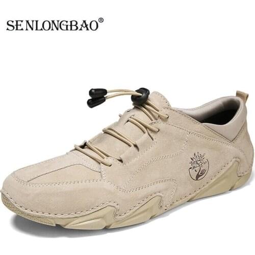 Suede Genuine Leather Mens Casual Shoes Outdoor Waterproof Mens Sneakers Non-slip Mens Driving Shoes Breathable Walking Flats