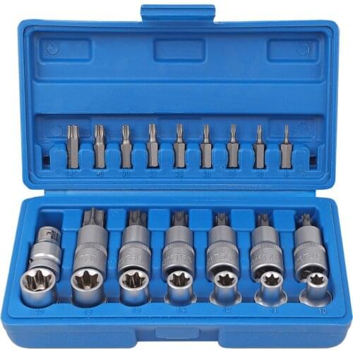 23Pc Chrome Vanadium Steel Socket Set E Torx Bit Socket Adaptor Head Set For Ratchet Wrench Car Repair Tool Dropshipping