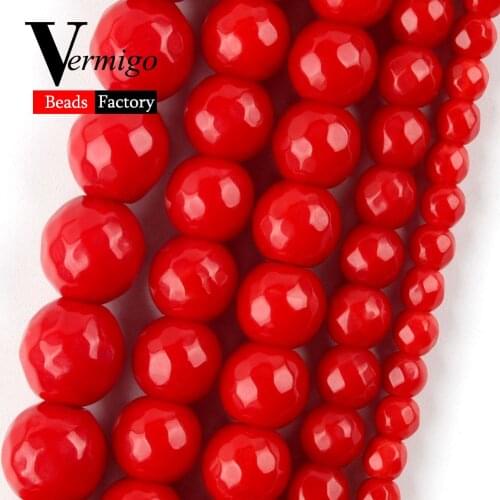 Natural Faceted Red Glass Stone Round for Jewelry Making 4/6/8/10mm Spacer Beads Diy Bracelet Necklace Accessories 15" Wholesale
