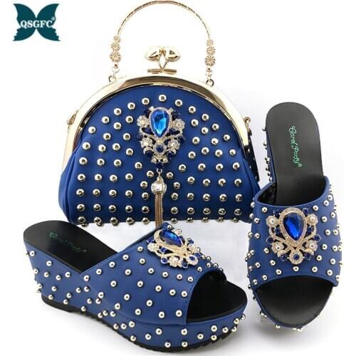 Latest Italian Shoes with Matching Bags High Quality Women Luxury 2020 Rhinestone Wedding Party Shoe Ladies Sandals with Heels