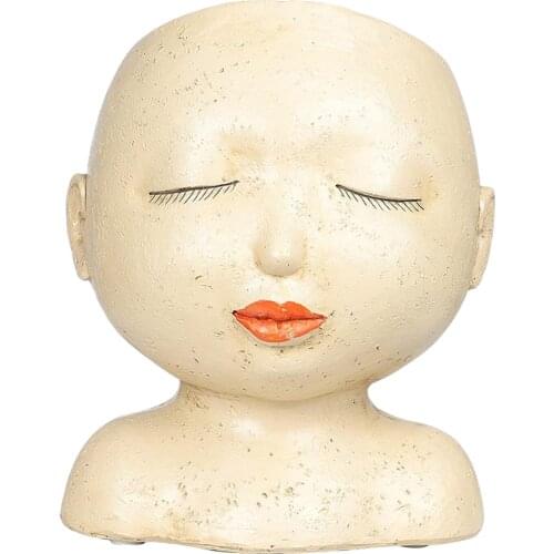 Novelty Planter Face Head Flowerpot with Drain Hole Plants Flower Pot Decoration