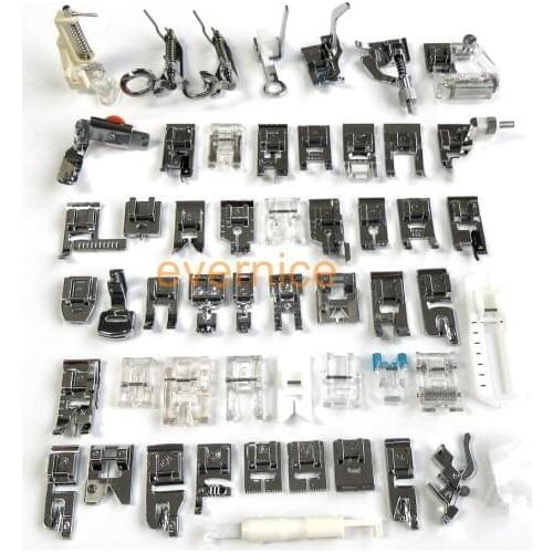 52 Pcs Foot Feet + Plastic Box For Brother 100 10442 10443 Pe200 Pe300S Pe400D