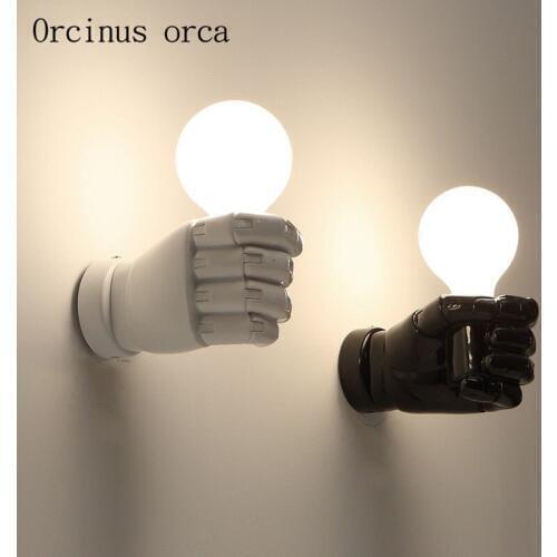 Postmodern creative personality fist wall lamp corridor bedroom bedside living room simple wall lamp free shipping