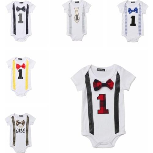 Pudcoco 2019 Summer Fashion Baby Boy Gentleman Bow Bodysuit Bow Tie Cute Newborn Infant Jumpsuit Outfits Clothes
