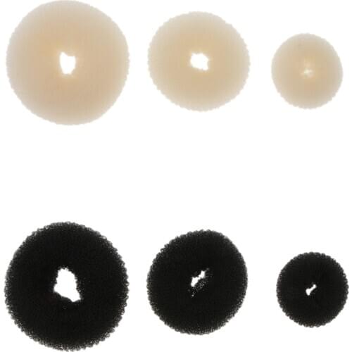 3 Size Hair Donut Hair Bun Makers Rings Mesh Chignon Ballet Bun Hairdonut black white hair band
