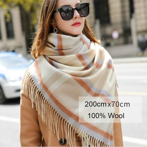 200cm*70cm Wool scarves Fashion plaid scarf women Warm for winter High quanlity Thickened scarves Elegant lady