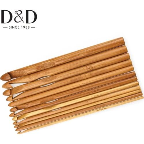 12pcs Bamboo Crochet Hook Set Handcrafted Knitting Needles Weave Yarn Needles Sweater Weave Craft Sewing Tool 3-10mm