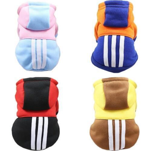 Sport Stripe Pet Dog Hoodie Coat Winter Warm Clothes for Small Dogs Chihuahua Shih Tzu Suits Puppy Sweatshirt Dogs Pets Clothing