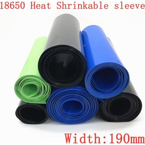 PVC Heat Shrink Tube 188mm Width Blue Black Green Shrinkable Cable Sleeve Sheath Pack Cover for 18650 Lithium Battery Film Wrap