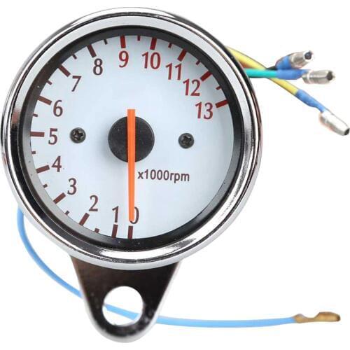 Vktech Universal Motorcycle Scooter 13000RPM Analog Tachometer Gauge Night Light