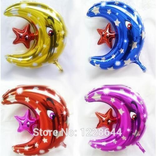 Aluminum foil balloons Party supplies Wedding decoration moon and star whole shape 60*50cm four color available 10pcs/lot