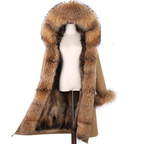 2021 Winter Jacket Women Real Fur Coats 7XL Long Parka Real Fox Fur Collar Waterproof Outerwear Streetwear Casual Oversize