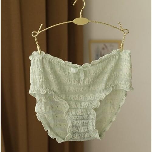 Plus Size Women Lace Panties 2021 Sexy Lace Pleated Bow Hollow Out Mesh Panties Large Sizes Female Underwear Comfortable Briefs