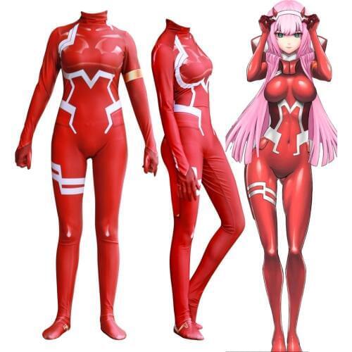 Women Kids Anime 3D Women DARLING in the FRANXX 02 Zero Two Cosplay Costume Zentai Bodysuit Suit Jumpsuits