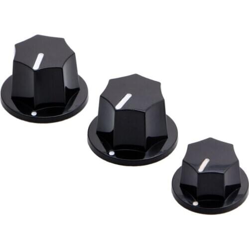 1 Set 3 Plastic Knobs Preamp Control For Jazz Bass JB Effect Black 2 Big 1 Small