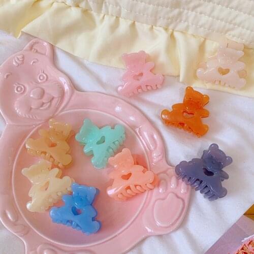 1PC New Korean Cute Bear Hair Clip Claw Clamp for Women Girls Kids Hairpin Crab Headband Hair Washface Accessories Headwear