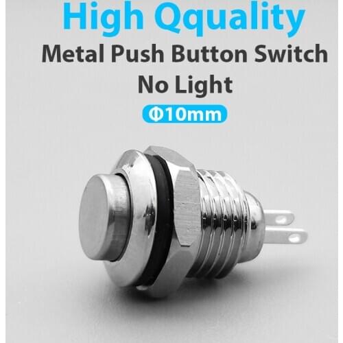 1pcs Mini 10MM 2pin Panel Hole Metal Button Switch Power Push Button High Head Self Reset soldering IP67 1NO