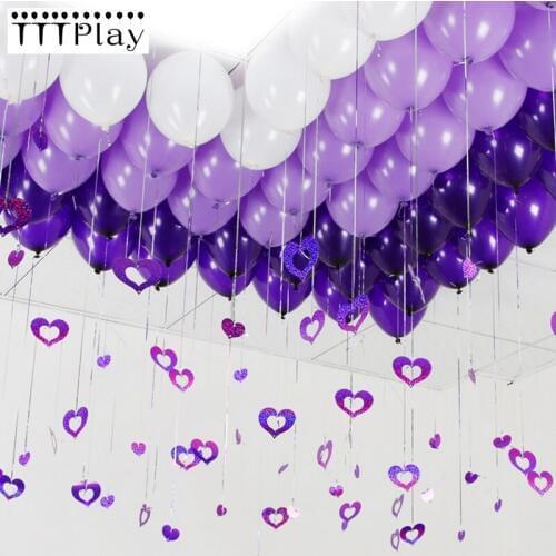 100pcs Heart Card Laser Balloon Pendant Wedding Marriage Room Balloon Accessories Decoration Valentine 's Day Gold Silver Ribbon